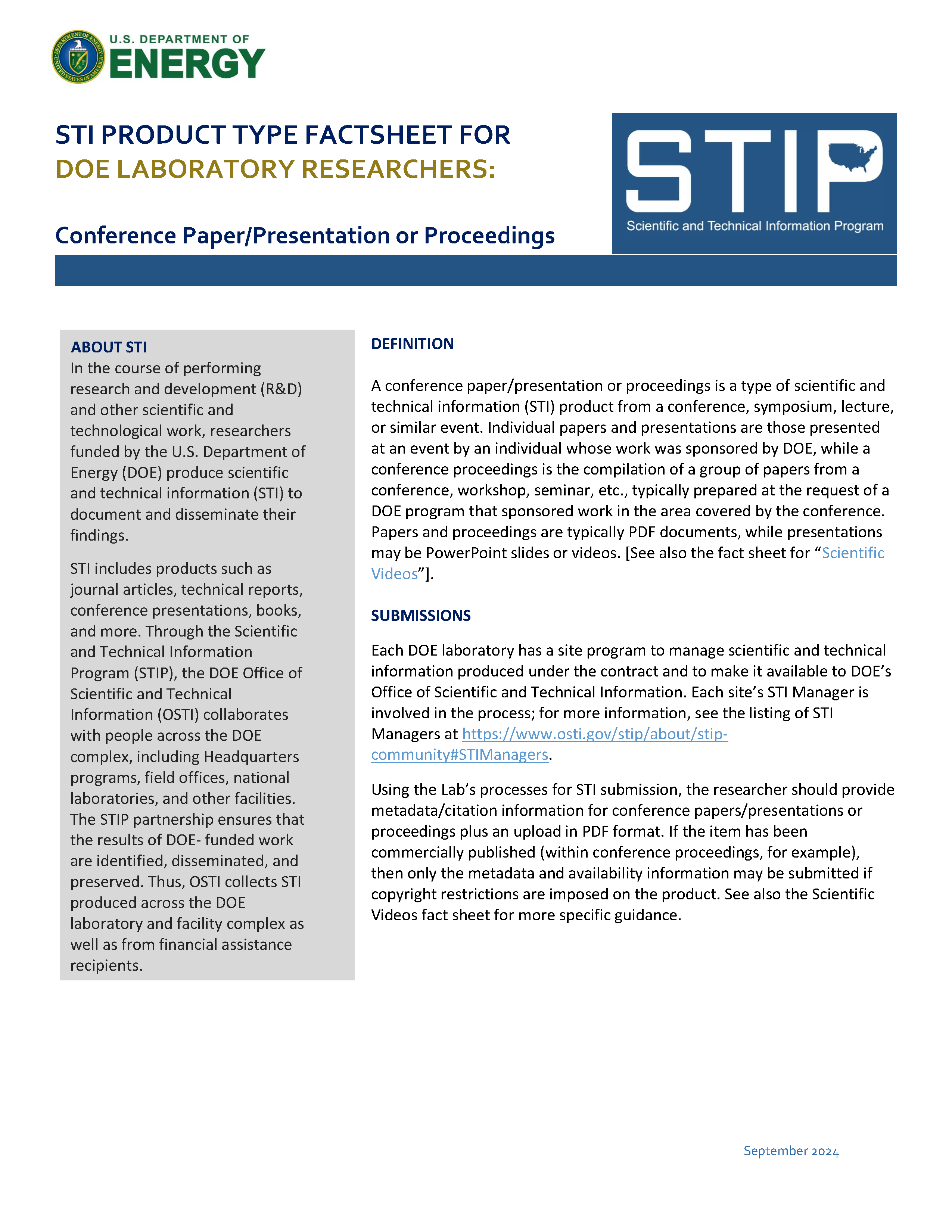 Conference Paper/Presentation or Proceedings - Labs Page 1