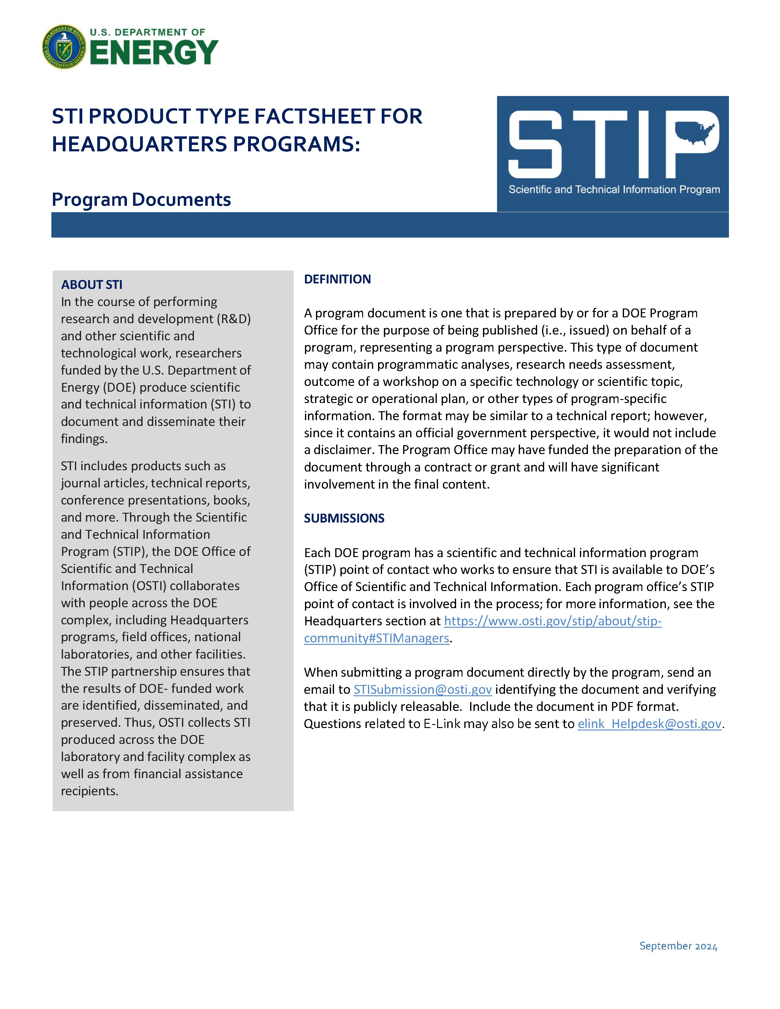 Program Documents - Headquarters Page 1